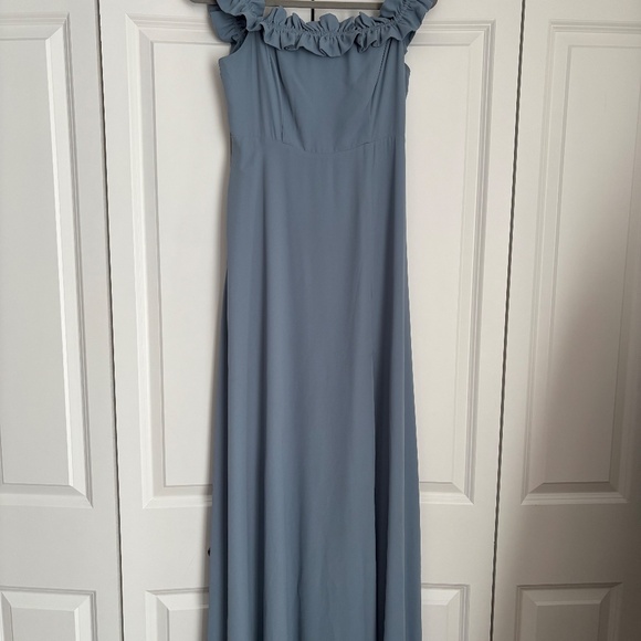 ASTR the Label - Venetia Off Shoulder Ruffle Trim Maxi Dress - Blue - Medium - Picture 1 of 3